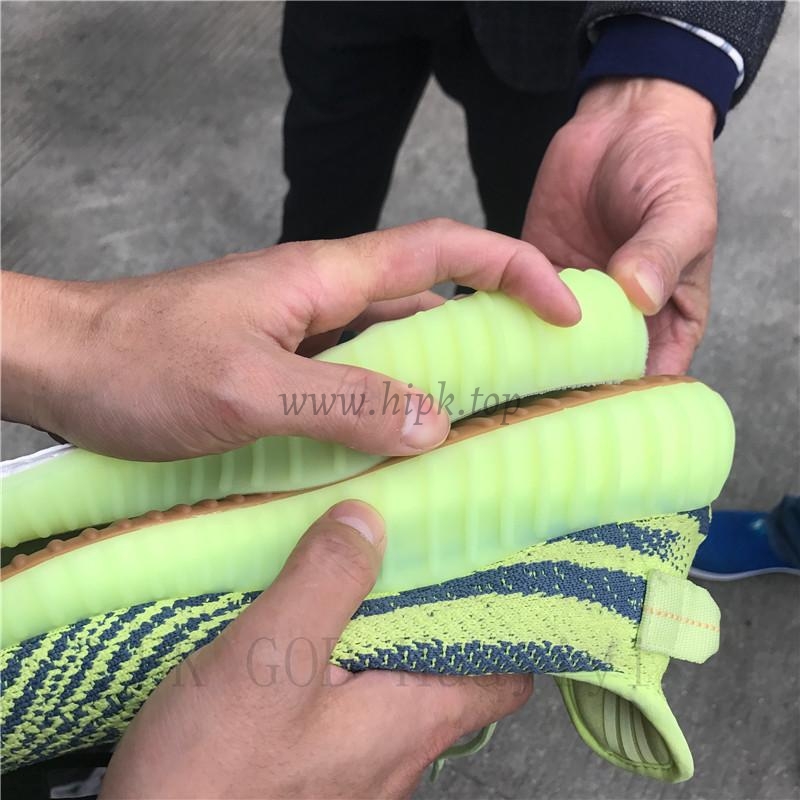 pk god yeezy 350 v2 semi frozen yellow/raw steel with real premeknit from huayiyi which offer primeknit to Ad*s directly