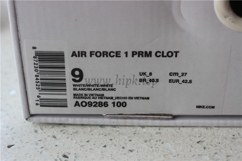 God Nike Air Force 1 PRM CLOT White White White AO9286 ready to ship