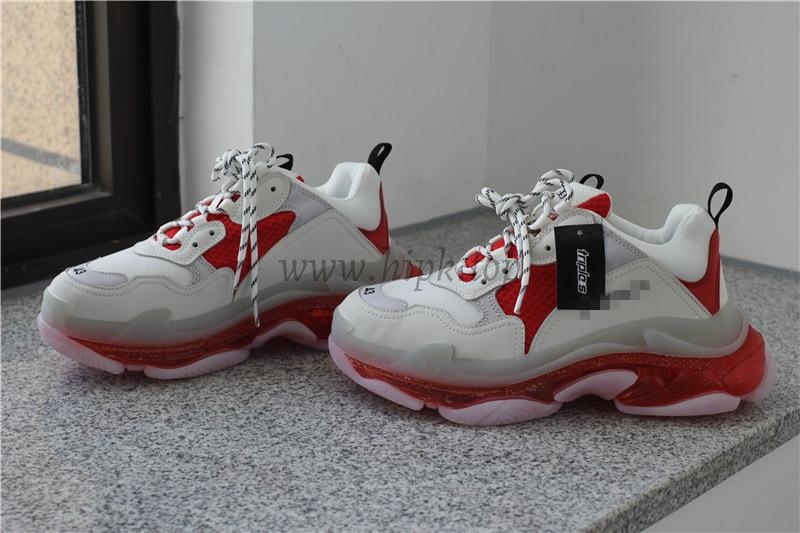 PK GOD PARIS TRIPLE S CLEAR SOLE TRAINER 19ss Red and White READY TO SHIP