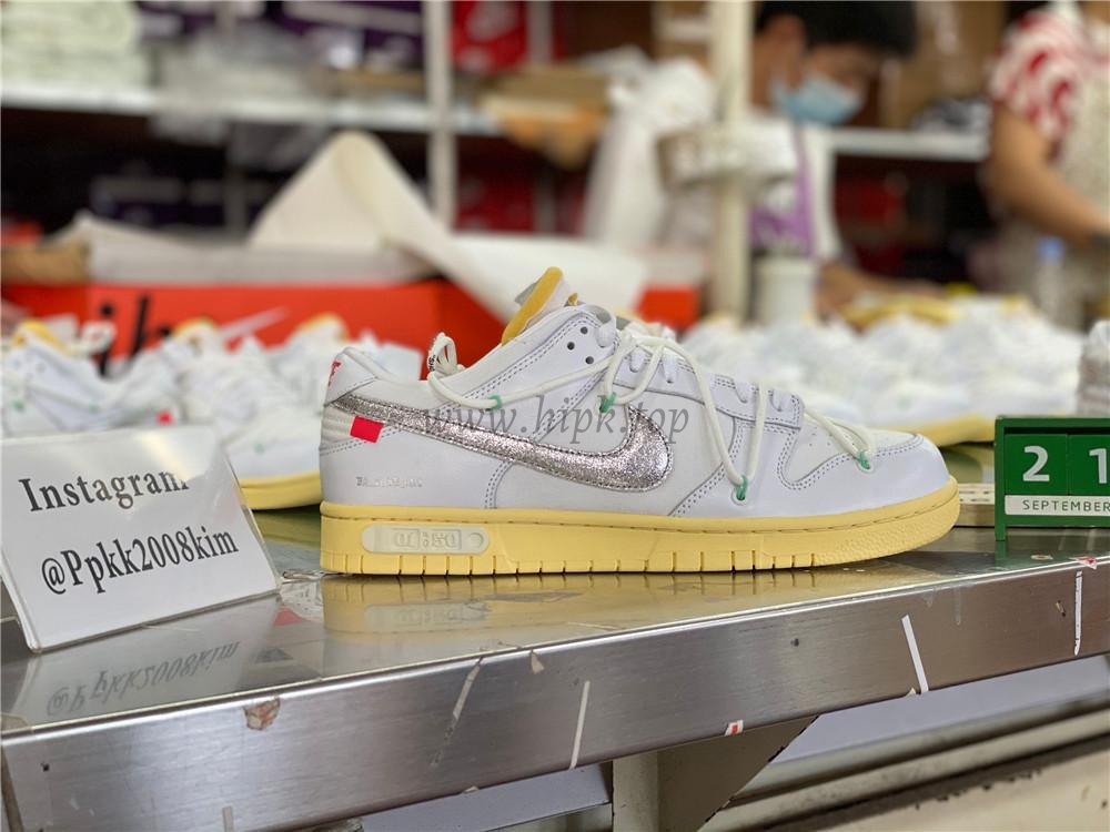 Pk God off white X dunk low the 50 white silver retail materials ready to ship