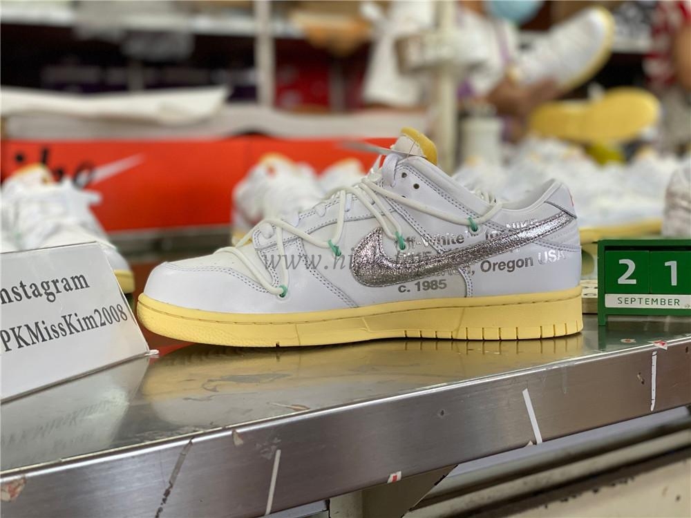 Pk God off white X dunk low the 50 white silver retail materials ready to ship