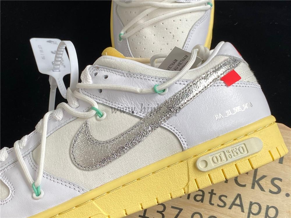 Pk God off white X dunk low the 50 white silver retail materials ready to ship