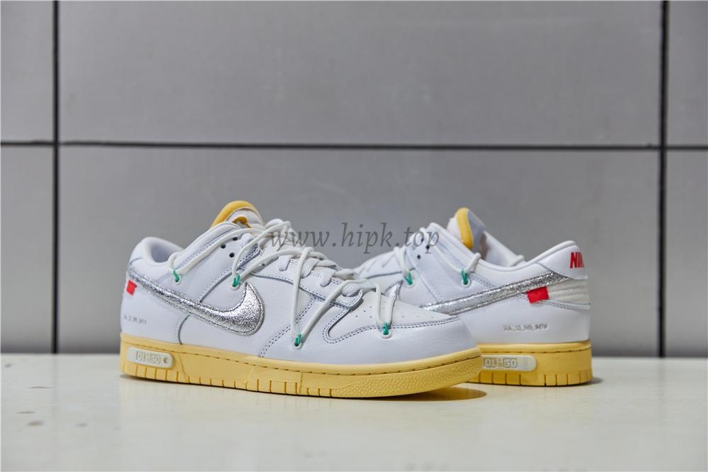 Pk God off white X dunk low the 50 white silver retail materials ready to ship