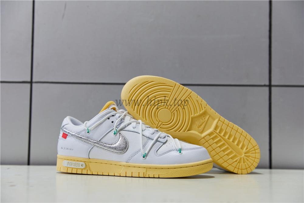 Pk God off white X dunk low the 50 white silver retail materials ready to ship