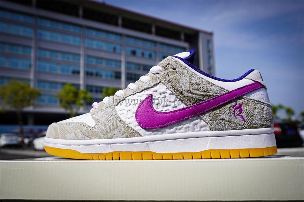 PK God Rayssa Leal x Nike SB Dunk Low Pure Platinum and Vivid Purple retail materials ready to ship