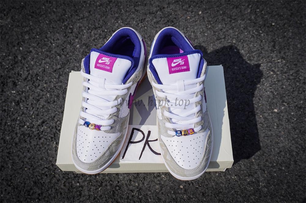 PK God Rayssa Leal x Nike SB Dunk Low Pure Platinum and Vivid Purple retail materials ready to ship