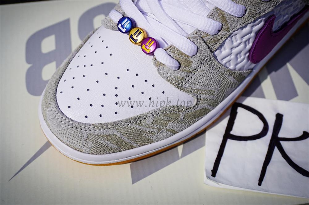 PK God Rayssa Leal x Nike SB Dunk Low Pure Platinum and Vivid Purple retail materials ready to ship