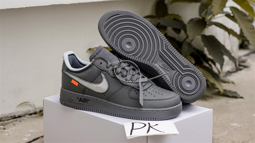 PK5.0 Nike Off-White Air Force 1 Ghost Grey Metallic Silver RETAIL MATERIALS READY TO SHIP