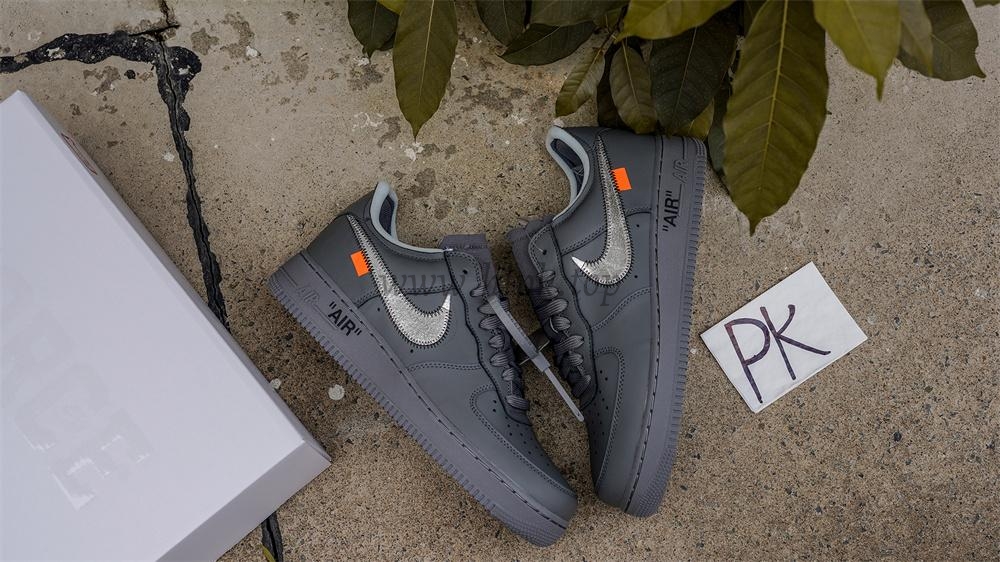 PK5.0 Nike Off-White Air Force 1 Ghost Grey Metallic Silver RETAIL MATERIALS READY TO SHIP