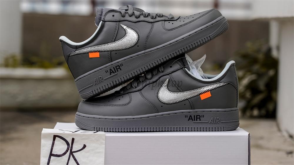 PK5.0 Nike Off-White Air Force 1 Ghost Grey Metallic Silver RETAIL MATERIALS READY TO SHIP