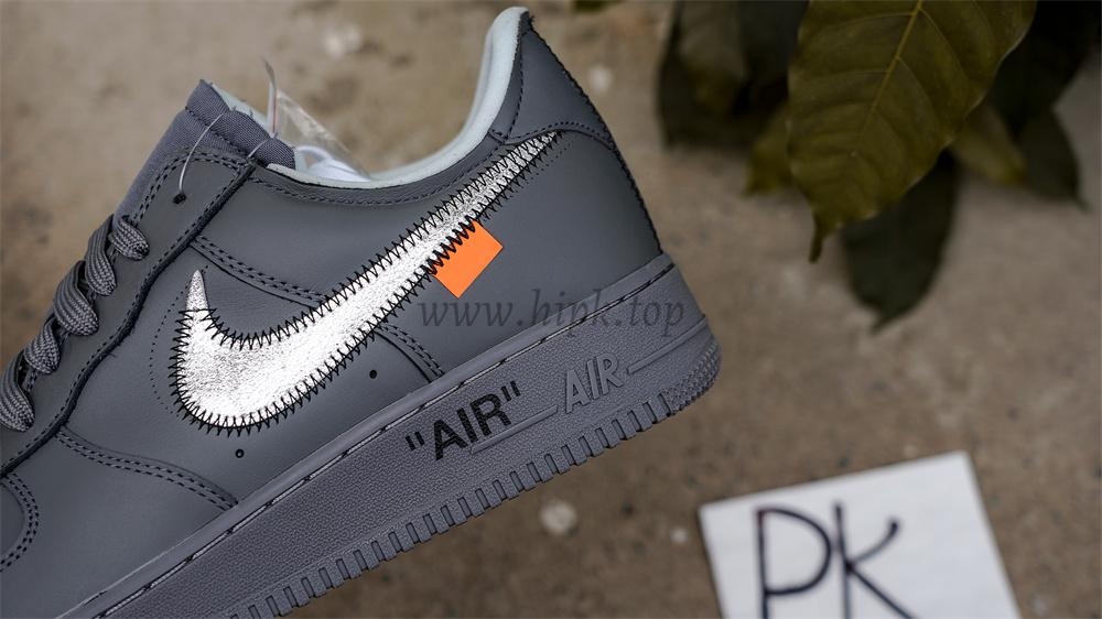 PK5.0 Nike Off-White Air Force 1 Ghost Grey Metallic Silver RETAIL MATERIALS READY TO SHIP