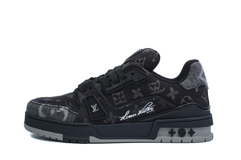 pk god l**is V*t*n lv trainer black grey denim monogram retail materials ready to ship