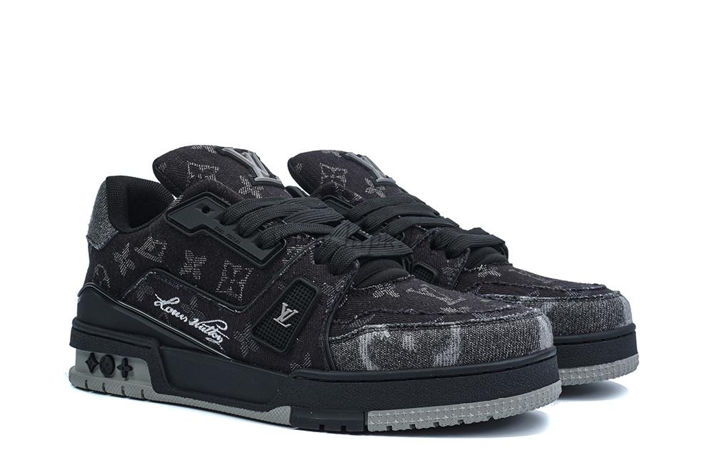 pk god l**is V*t*n lv trainer black grey denim monogram retail materials ready to ship