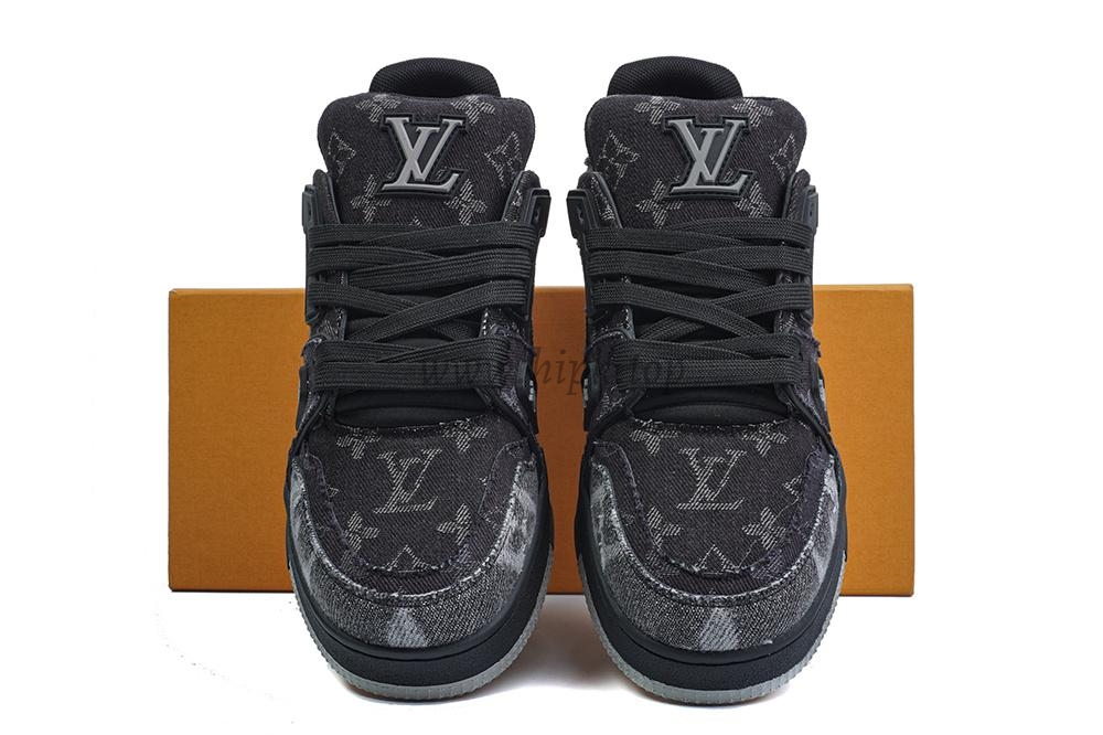 pk god l**is V*t*n lv trainer black grey denim monogram retail materials ready to ship