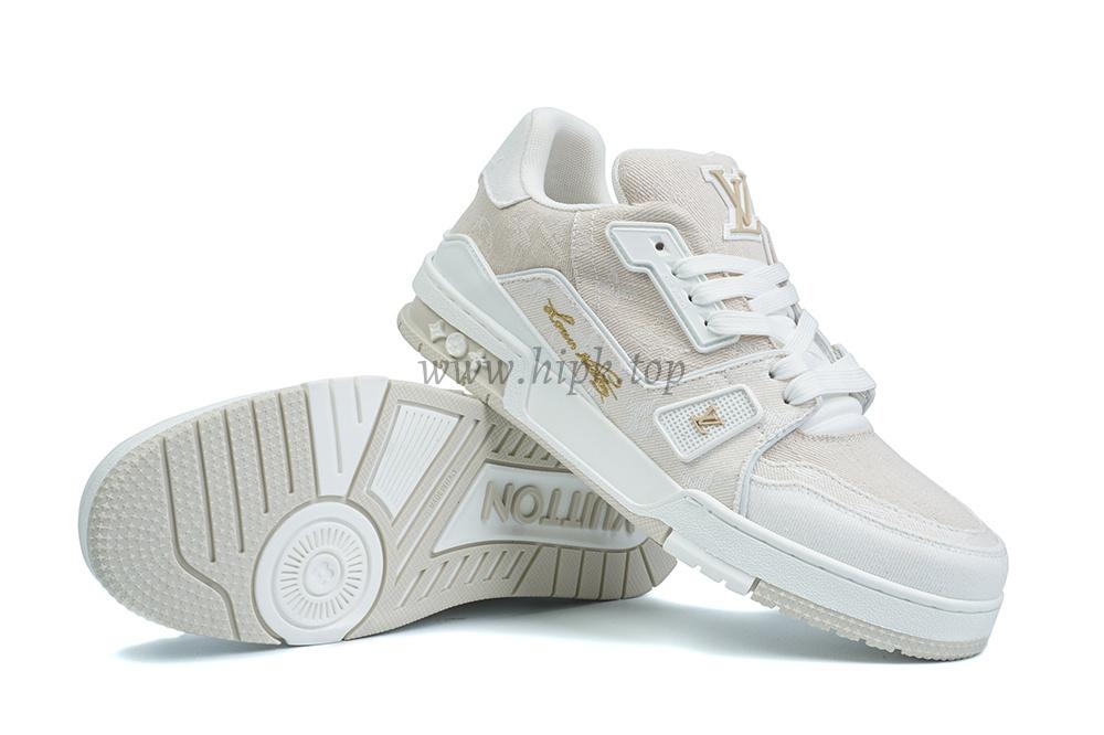 pk god l**is V*t*n lv trainer beige monogram demin retail materials ready to ship