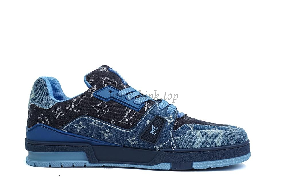 pk god l**is V*t*n lv trainer blue black denim monogram retail materials ready to ship