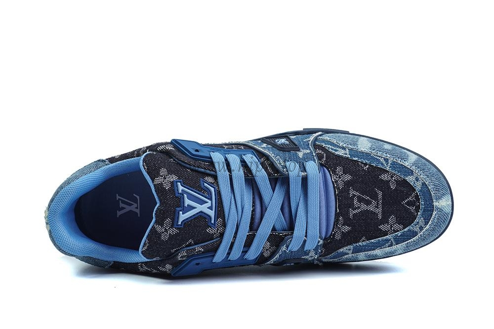 pk god l**is V*t*n lv trainer blue black denim monogram retail materials ready to ship