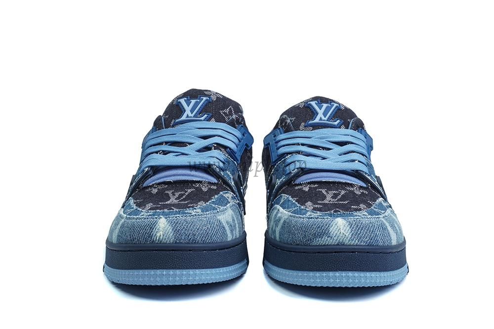 pk god l**is V*t*n lv trainer blue black denim monogram retail materials ready to ship