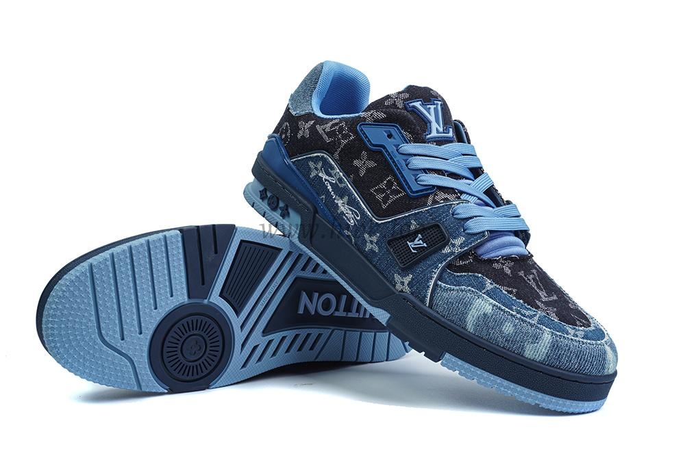 pk god l**is V*t*n lv trainer blue black denim monogram retail materials ready to ship