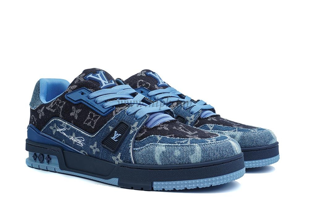 pk god l**is V*t*n lv trainer blue black denim monogram retail materials ready to ship