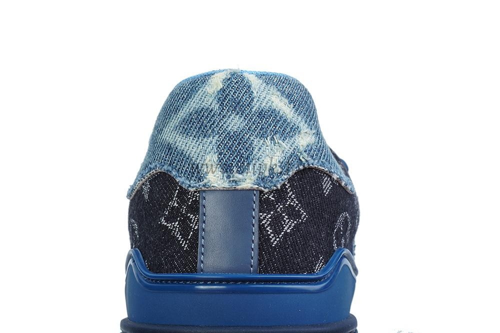 pk god l**is V*t*n lv trainer blue black denim monogram retail materials ready to ship