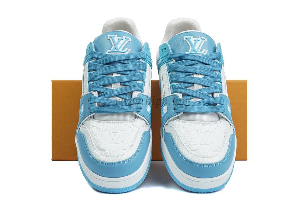 pk god l**is V*t*n lv trainer monogram denim light blue retail materials ready to ship