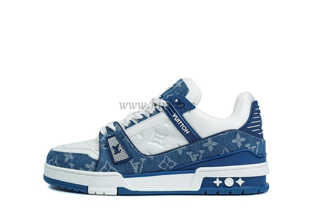 pk god l**is V*t*n lv trainer monogram denim white blue retail materials ready to ship