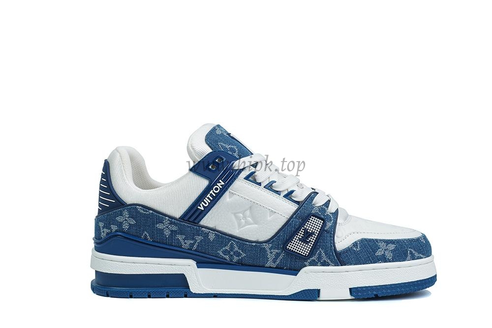 pk god l**is V*t*n lv trainer monogram denim white blue retail materials ready to ship