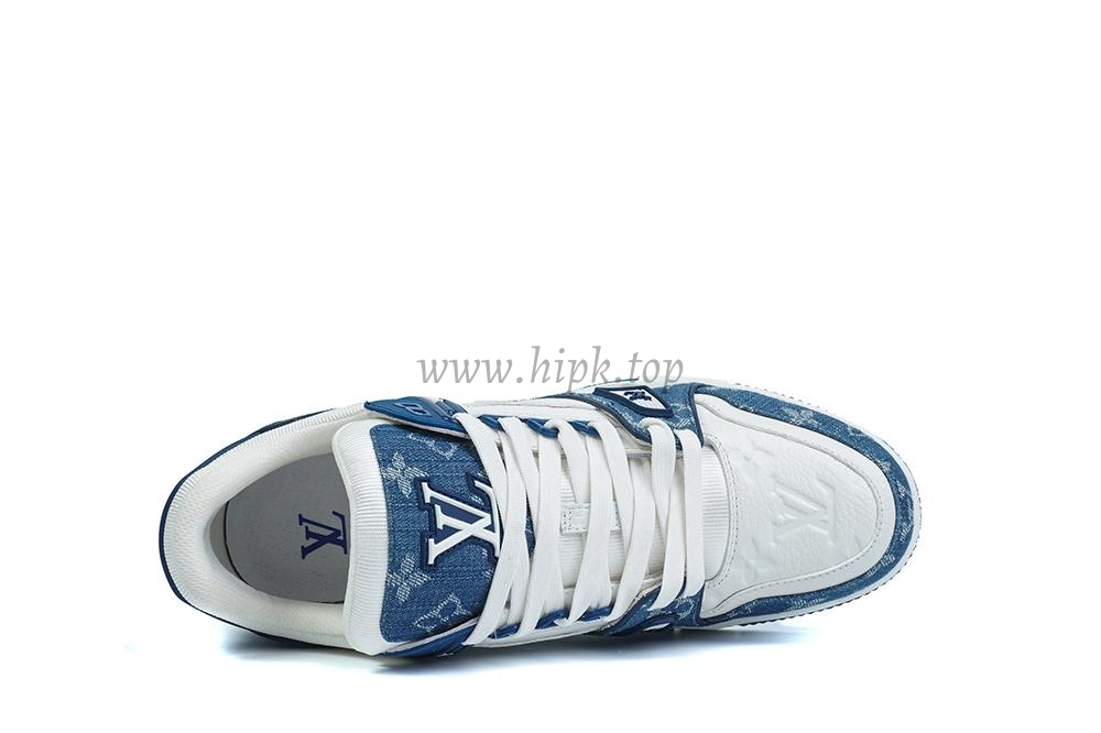 pk god l**is V*t*n lv trainer monogram denim white blue retail materials ready to ship