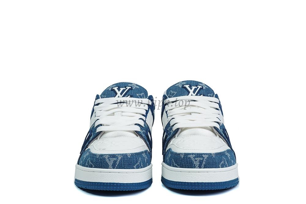 pk god l**is V*t*n lv trainer monogram denim white blue retail materials ready to ship