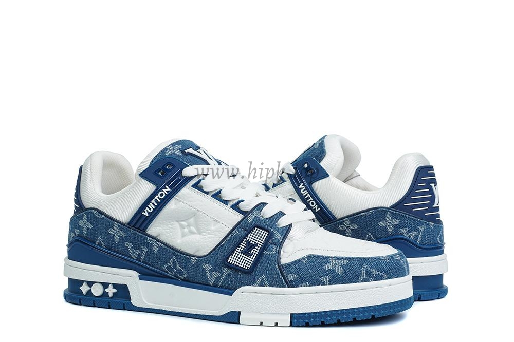 pk god l**is V*t*n lv trainer monogram denim white blue retail materials ready to ship