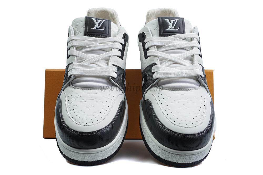 pkgod l**is V*t*n trainer white black monogram retail materials ready to ship