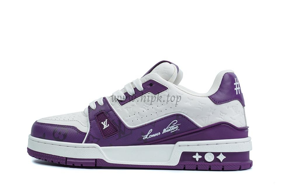 pkgod l**is V*t*n trainer white purple monogram retail materials ready to ship