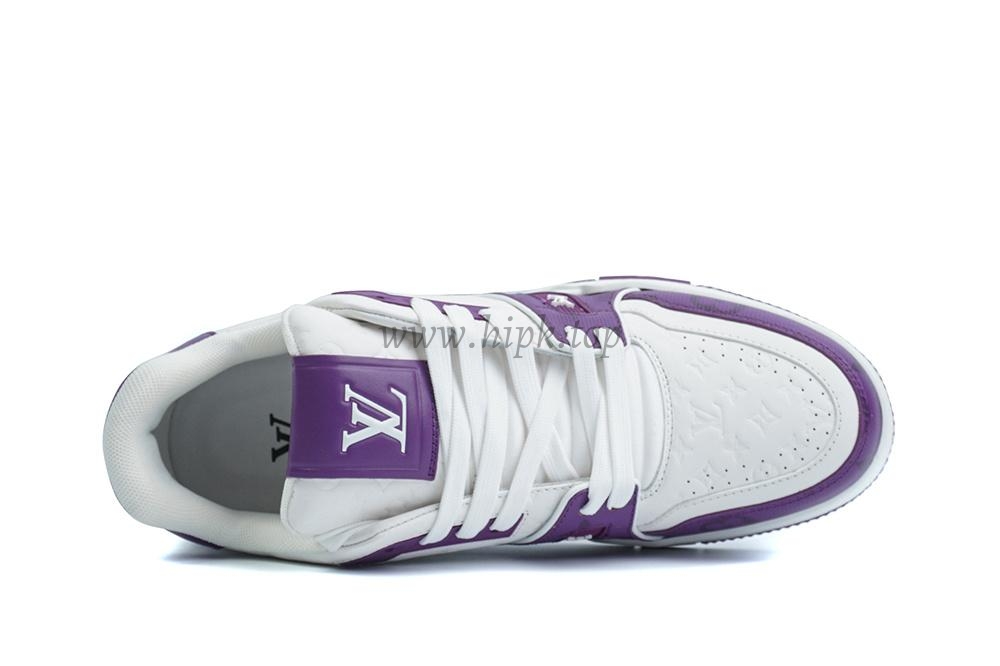 pkgod l**is V*t*n trainer white purple monogram retail materials ready to ship