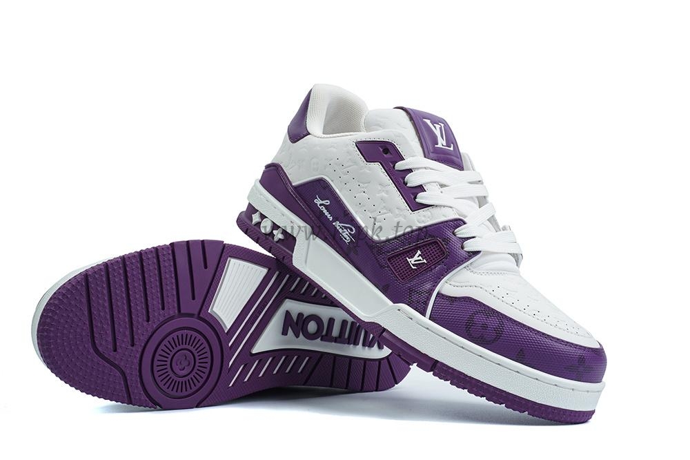 pkgod l**is V*t*n trainer white purple monogram retail materials ready to ship