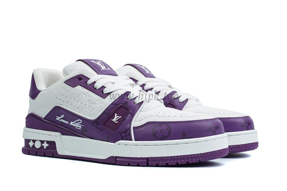 pkgod l**is V*t*n trainer white purple monogram retail materials ready to ship