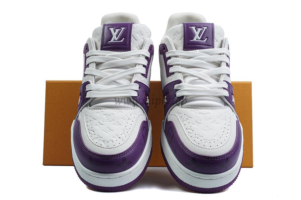 pkgod l**is V*t*n trainer white purple monogram retail materials ready to ship