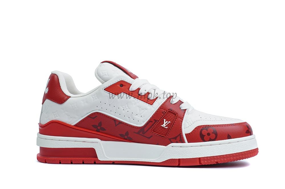 pkgod l**is V*t*n trainer white red monogram retail materials ready to ship