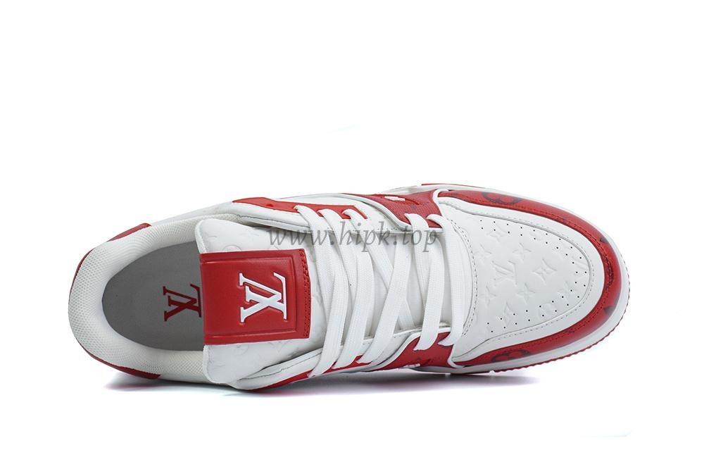 pkgod l**is V*t*n trainer white red monogram retail materials ready to ship