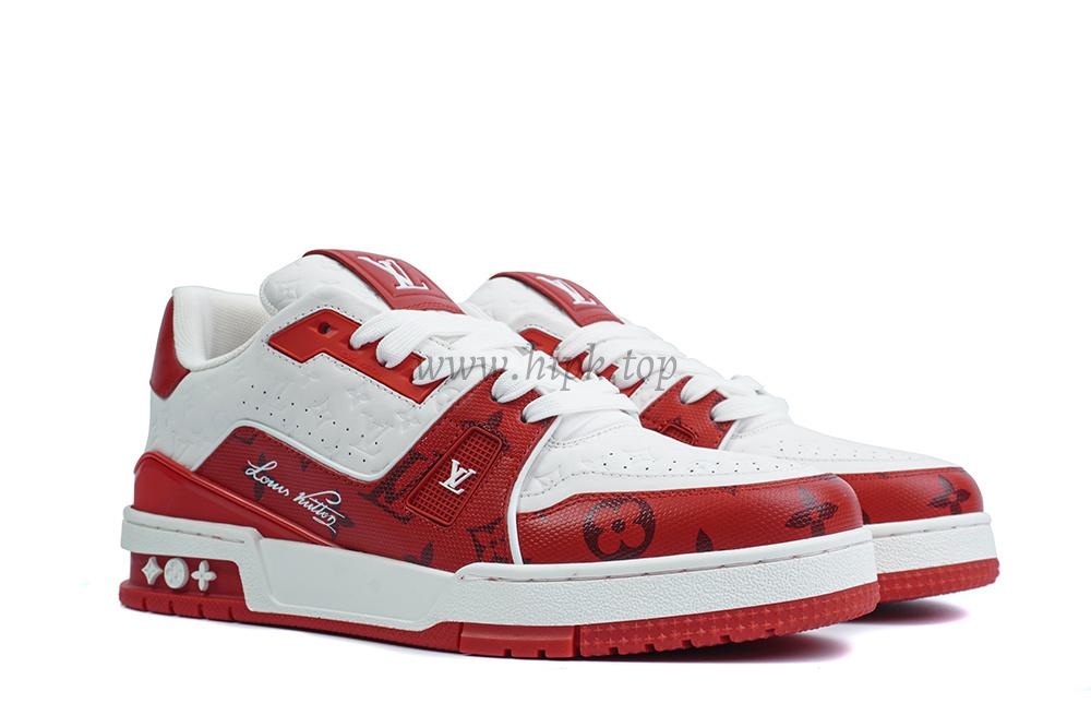 pkgod l**is V*t*n trainer white red monogram retail materials ready to ship