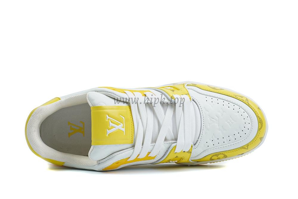 pkgod l**is V*t*n trainerwhite yellow monogram retail materials ready to ship