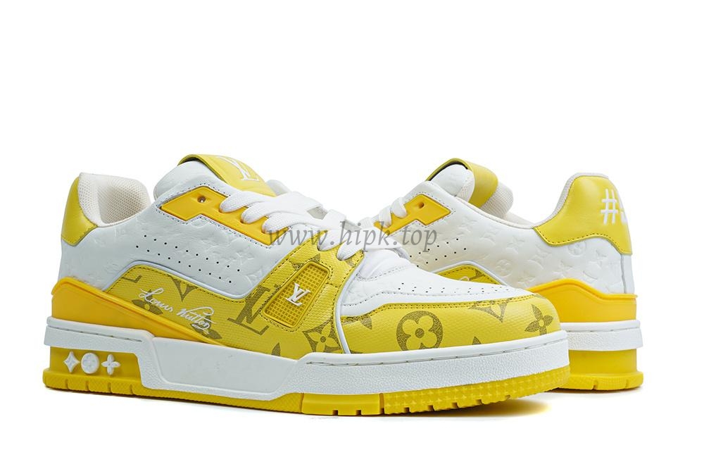 pkgod l**is V*t*n trainerwhite yellow monogram retail materials ready to ship