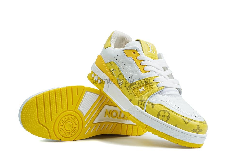 pkgod l**is V*t*n trainerwhite yellow monogram retail materials ready to ship