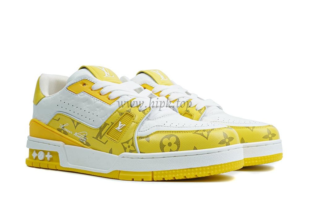 pkgod l**is V*t*n trainerwhite yellow monogram retail materials ready to ship