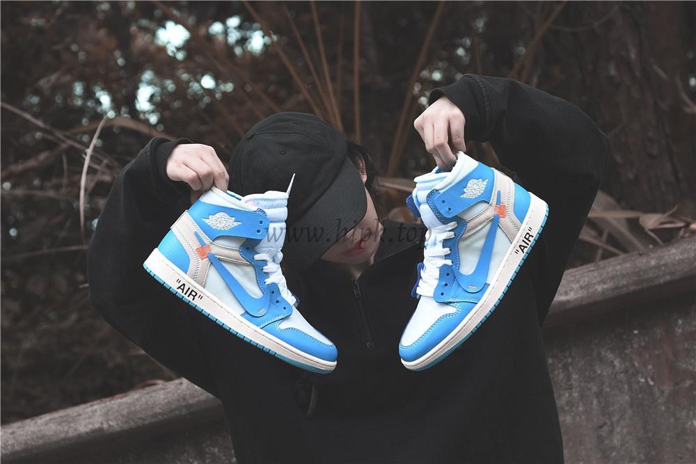 PK GOD X YIFU RETAIL FACTORYOFF WHITE X AIR JORDAN 1 POWDER BLUE UNC RETAIL MATERIALS ready limited