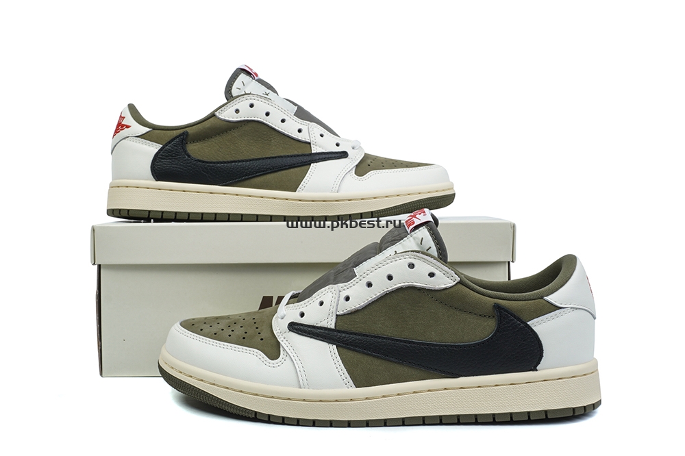 PK5.0 JORDAN 1 RETRO LOW Medium Olive TRAVIS SCOTT NEUTRAL OLIVE RETAIL MATERIALS READY TO SHIP