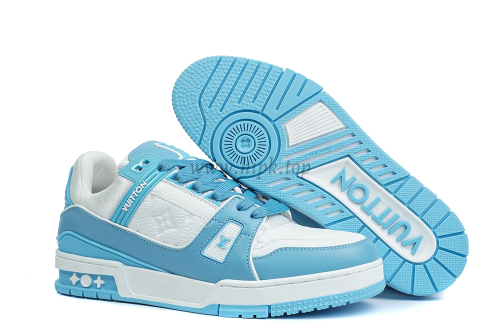 pk god l**is V*t*n lv trainer monogram denim light blue retail materials ready to ship