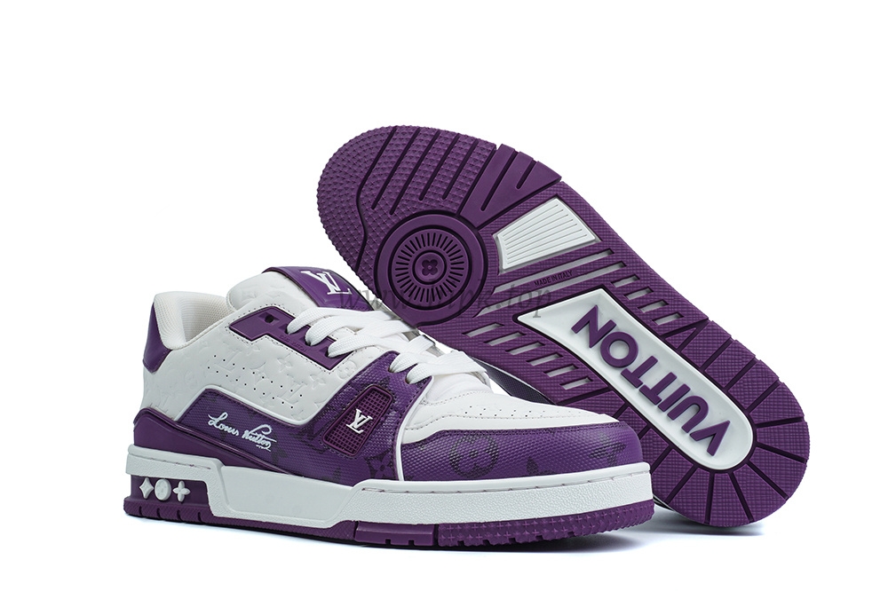 pkgod l**is V*t*n trainer white purple monogram retail materials ready to ship