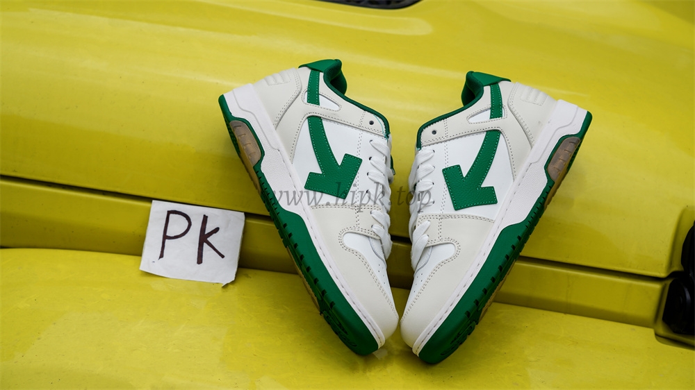 PK GOD OFF-WHITE Out Of Office Low Tops White Green RETAIL MATERIALS READY TO SHIP