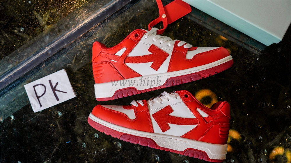 PK GOD OFF-WHITE Out Of Office Low Tops White Red RETAIL MATERIALS READY TO SHIP